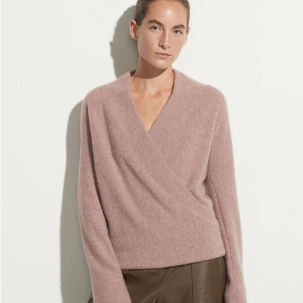 Vince Dusty Pink Wrap V-Neck Sweater